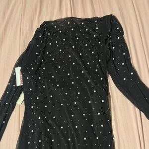 Black Sheer Dress with White Polka Dots